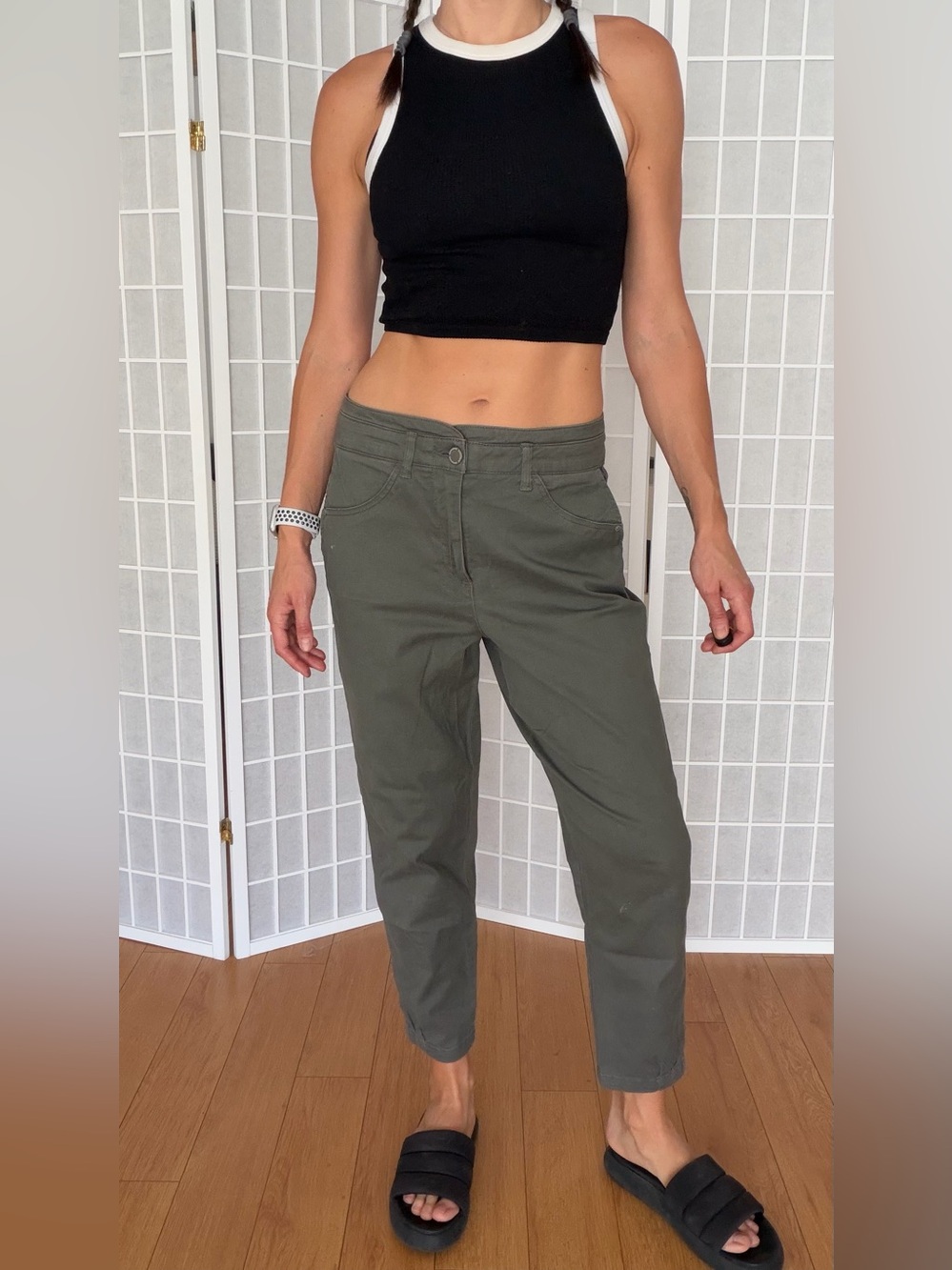 Democracy Olive Cropped Straight-Leg Women's Pants